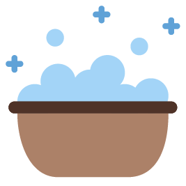 Animation of a clothes washing bowl with bubbles